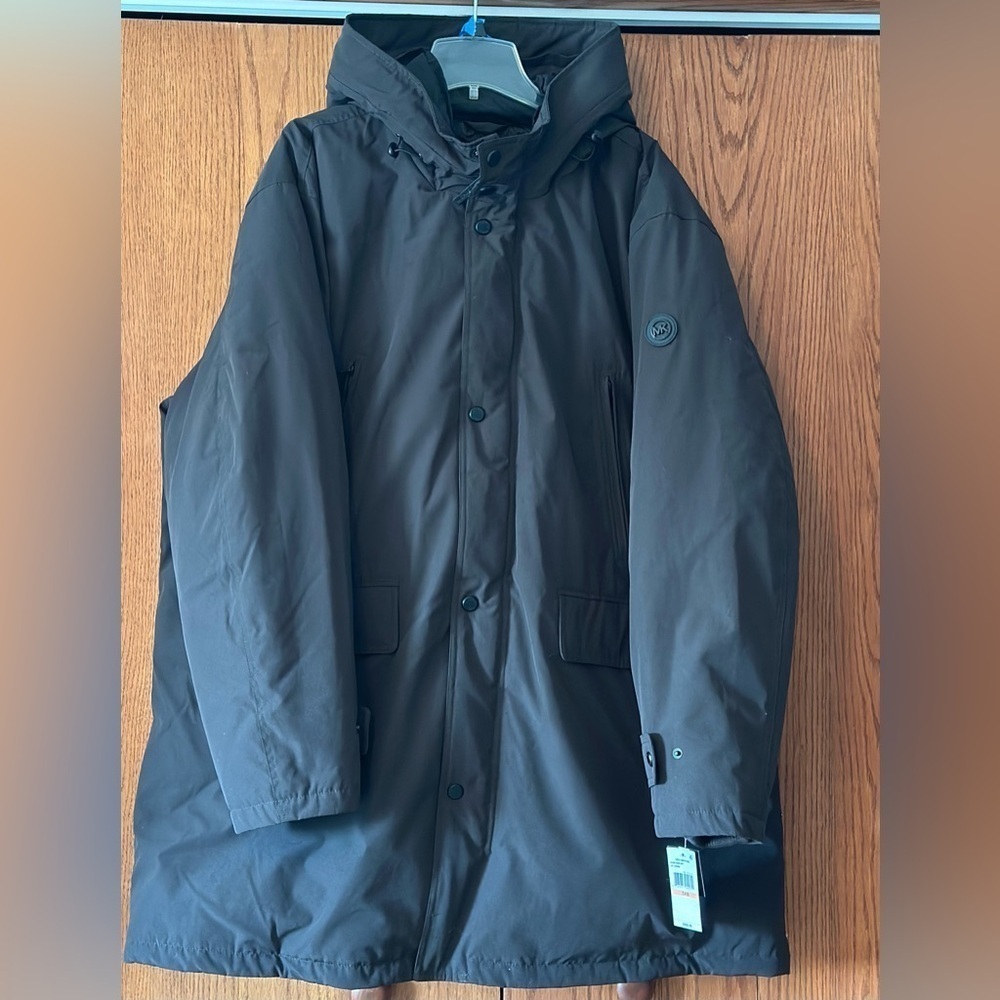 NWT Michael Kors Hooded Parka Jacket Mens 3XB Black Eggplant Waterproof Coat